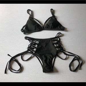 Black strappy bikini